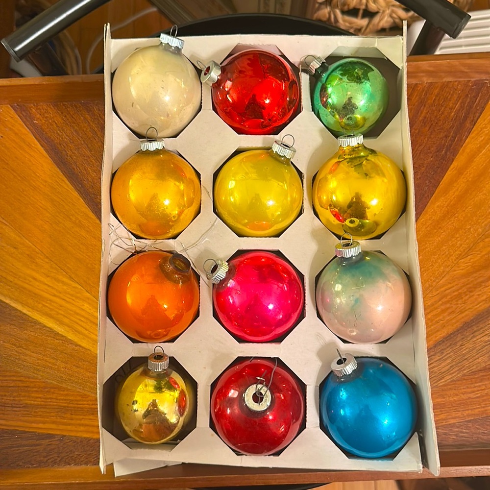 Vintage Christmas Shiny Bright glass ornaments 12